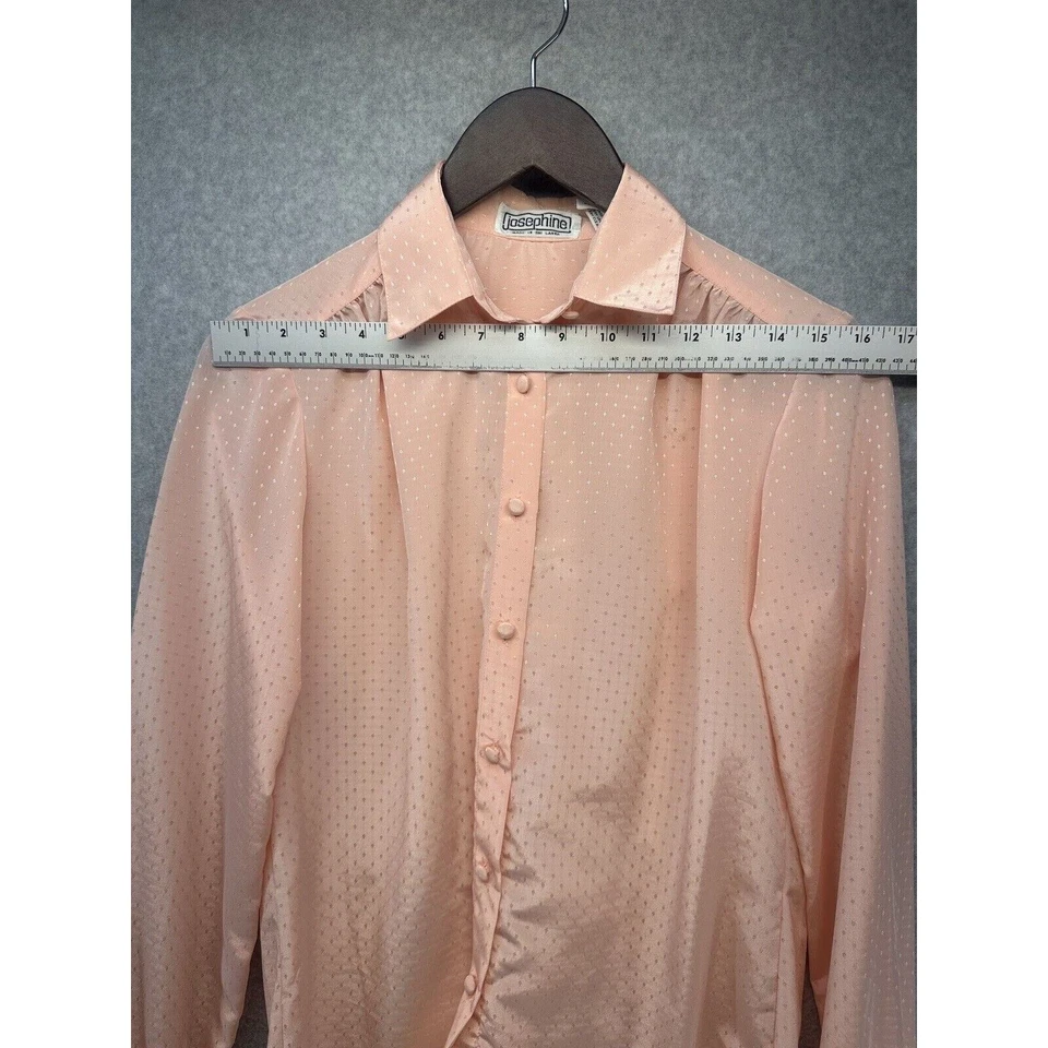 Blusa Top Vintage Josephine Mujer Sedosa Suave Rosa Con Botones Manga Larga M Foto 2 de 4