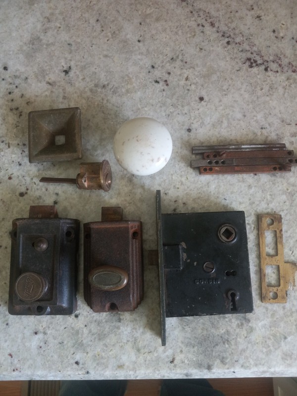 Vintage Door Lock and Latches with Other Items