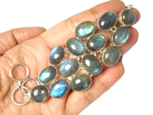 LABRADORITE Sterling Silver 925 Gemstone Bracelet - Boxed - Picture 3 of 8