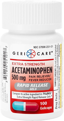 Extra Strength Acetaminophen 500Mg Rapid Release Gelcaps, Pain Relief 100 Count