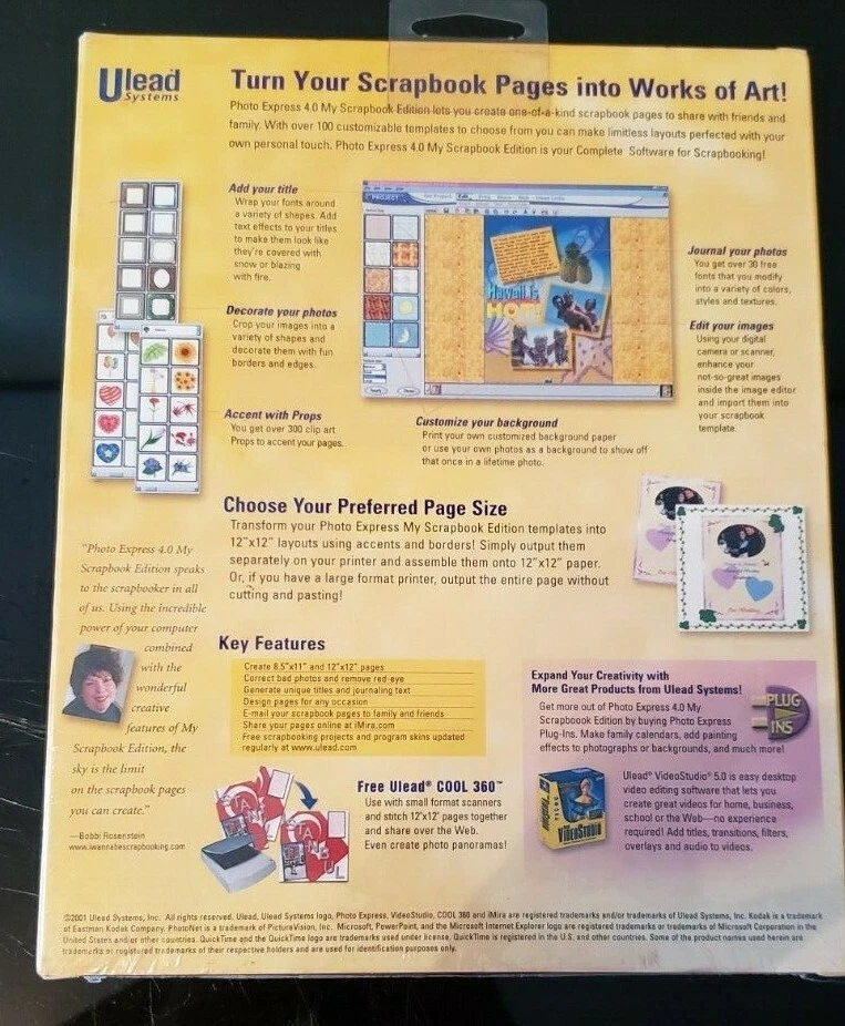 Ulead 2001 Photo Express My Scrapbook Computer Software 4.0 Windows XP...SEALED - Image 2 of 2