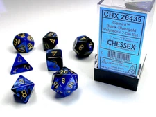 Chessex 26435 Gemini® Polyhedral Black-Blue/gold 7-Die Set