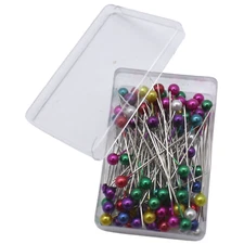 100 Pcs Assorted Color 1-1/2" Standard Ball Head Pins - Extra Fine Shaft