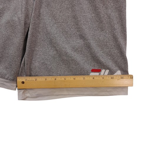FILA athletic shorts Boy XL (18/20)gray+wht trim/elastic waist+drwstrng/leg logo - Picture 11 of 12