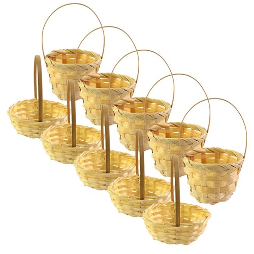 10pcs mini basket with handle miniature willow baskets wicker candy baskets - 第 1/12 張圖片