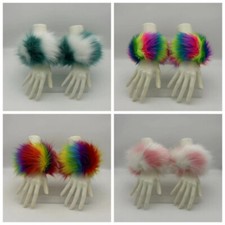 1 Pair Women's Faux Fur Cuffs Muscle Warmers Sweatshirt Wrist Hairy Sleeves