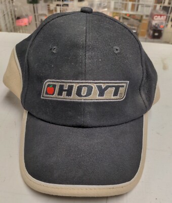 Hoyt Archery Bow Shooter's Cap Black over Tan ~ hook/loop rear adjustment 