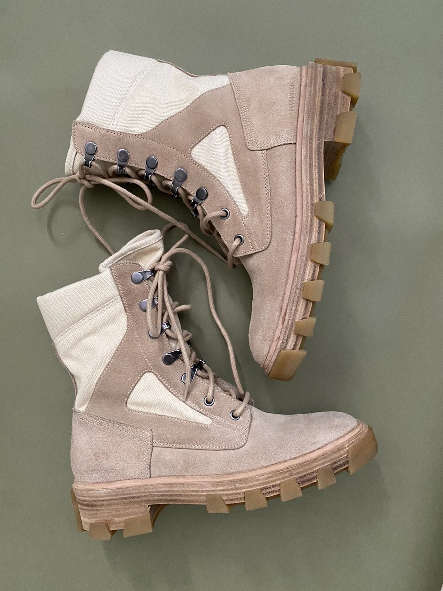 Op stereoanlæg kaste 37.5 balenciaga military combat boots yeezy style suede tan leather | eBay