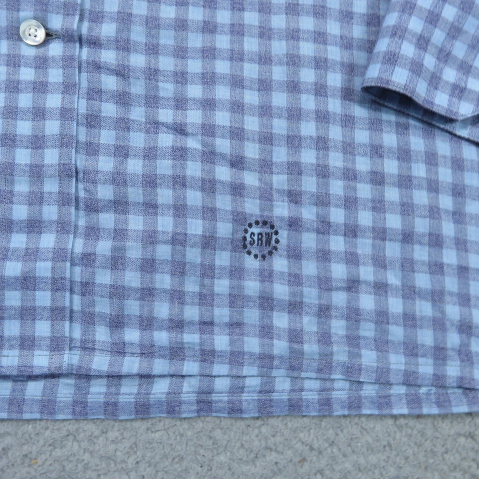 Oxxford Clothes Shirt Mens 20 Blue Lightweight Soft Flannel Handmade 28" Sleeves - Image 3 of 4