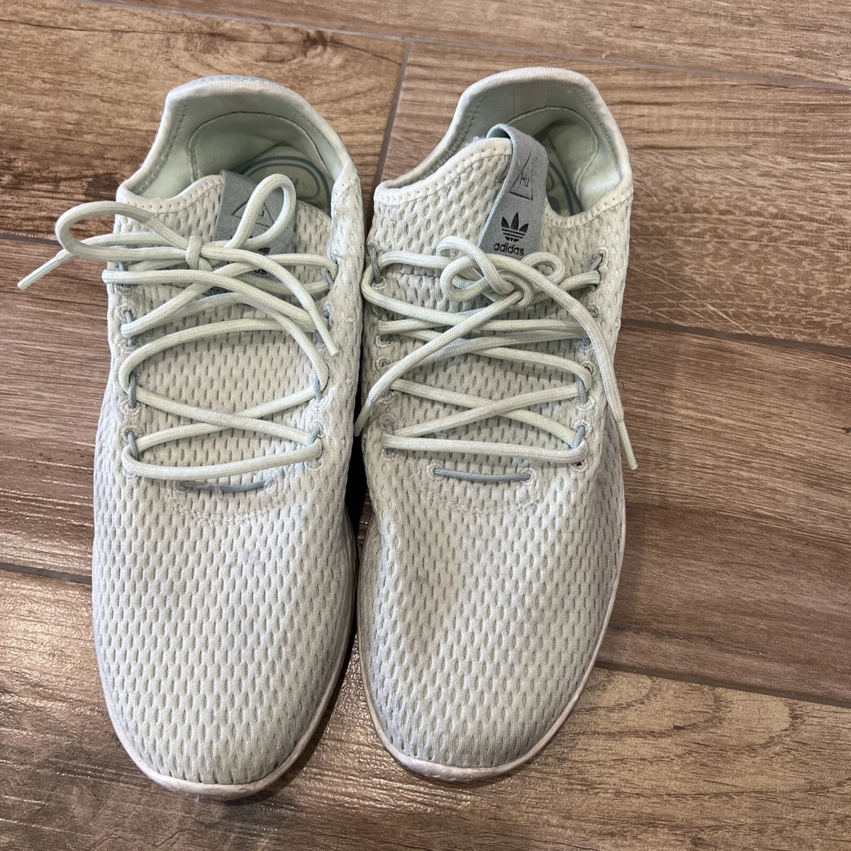 adidas gazelle silver green womens Adidas Pharrell Williams White Tennis HU Low Top Sneakers US12 – THE-ECHELON main image 0