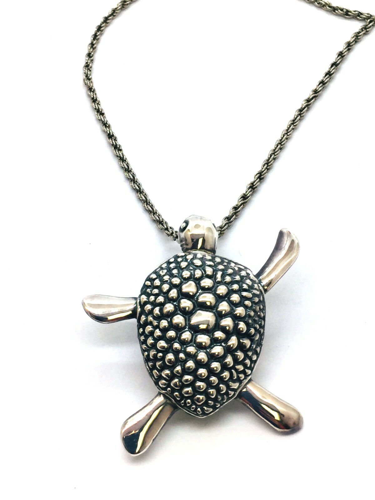 Solid 925 Sterling Silver Electroformed Turtle Pe… - image 6