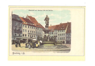 Postcard Freiberg in Saxony/Obermarkt with monument Otto the Rich