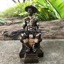 Thailand's King Taksin Statue Amulet Antique Art Made Of Lek Lai Magic Stone