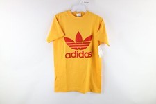 NOS Vtg 80s Adidas Mens Small Spell Out Trefoil 1988 Olympics T-Shirt Yellow USA