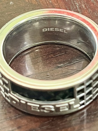 DIESEL MAN RING SIZE 9 POLISHED STAINLESS STEEL BLACK IP LOGO - Picture 3 of 7