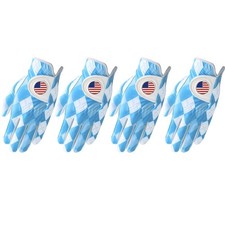 Men  s Golf Gloves Value 4 Pack with Ball Markers - Stylish Blue Pattern