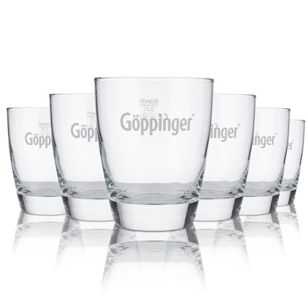 6X Göppinger Glas 0,2L Mineralwasser Sprudel Tumbler Becher GläSer Set Gastro-image