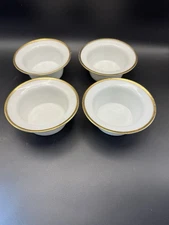 4 Limoges White Ramekins with Gold Trim Made In France Set of 4 Vintage
