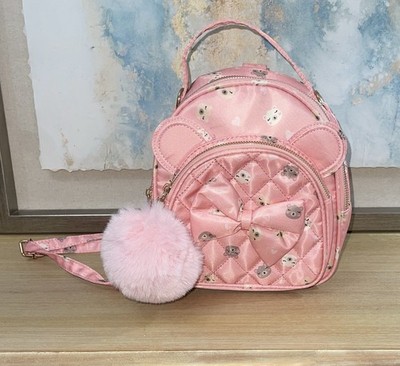Under One Sky Pink Mini Backpack with Bear Ears, Bow & Pom Pom Charm - Y2K Cute