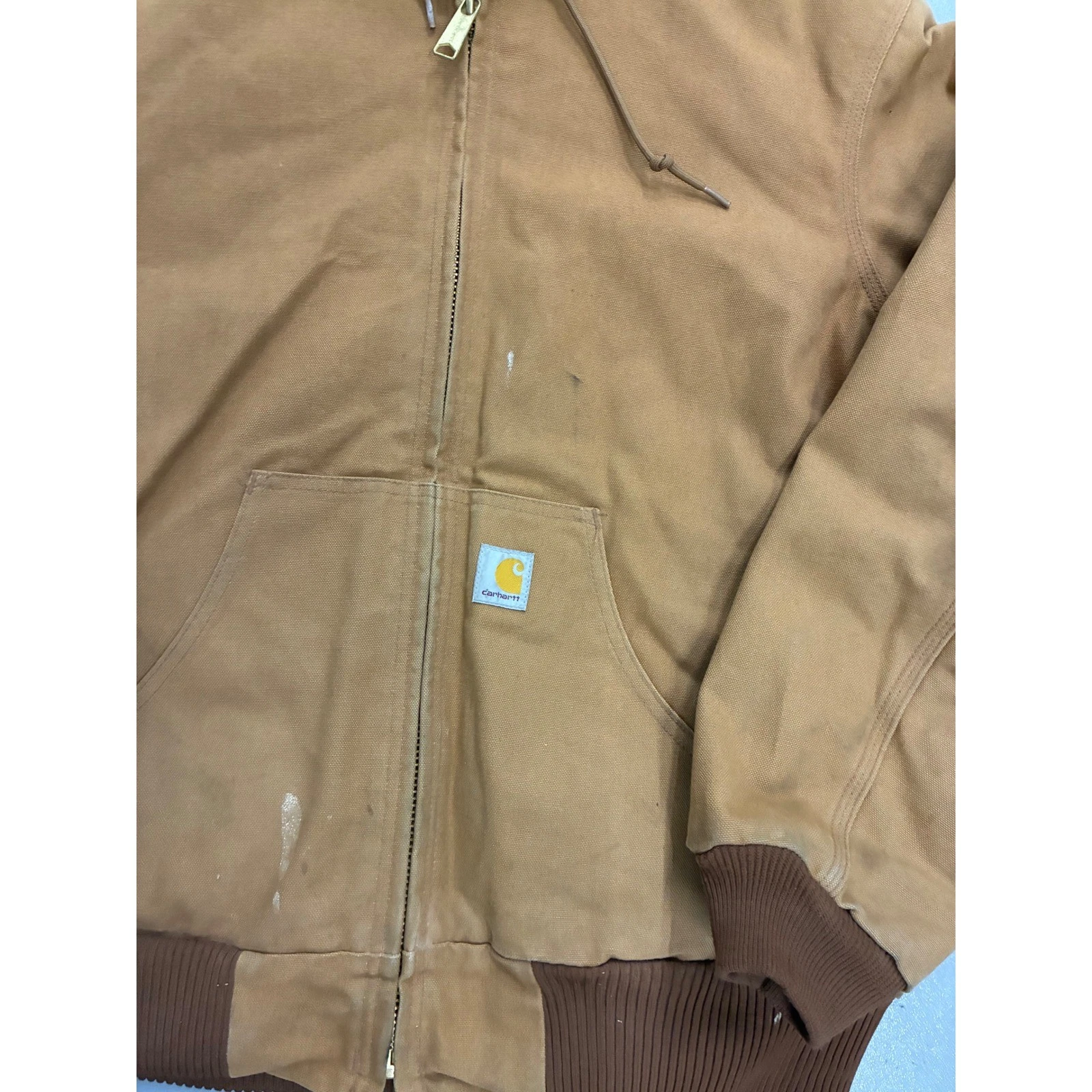 Carhartt J140 Loose Fit Duck Active Jacket Brown Quilted Flannel Lined Medium - product detail image 3