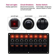 8 Gang Rocker Switch Panel For Jeep Boat Marine Car 12v 24v Waterproof On-off 5p