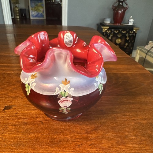 Fenton QVC C3154 8J Cranberry Rose Bowl Frank Fenton.