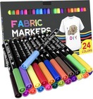24 Farben Textilstifte Stoffstifte Textilmalstifte Textilfarbe zum Malen Text...