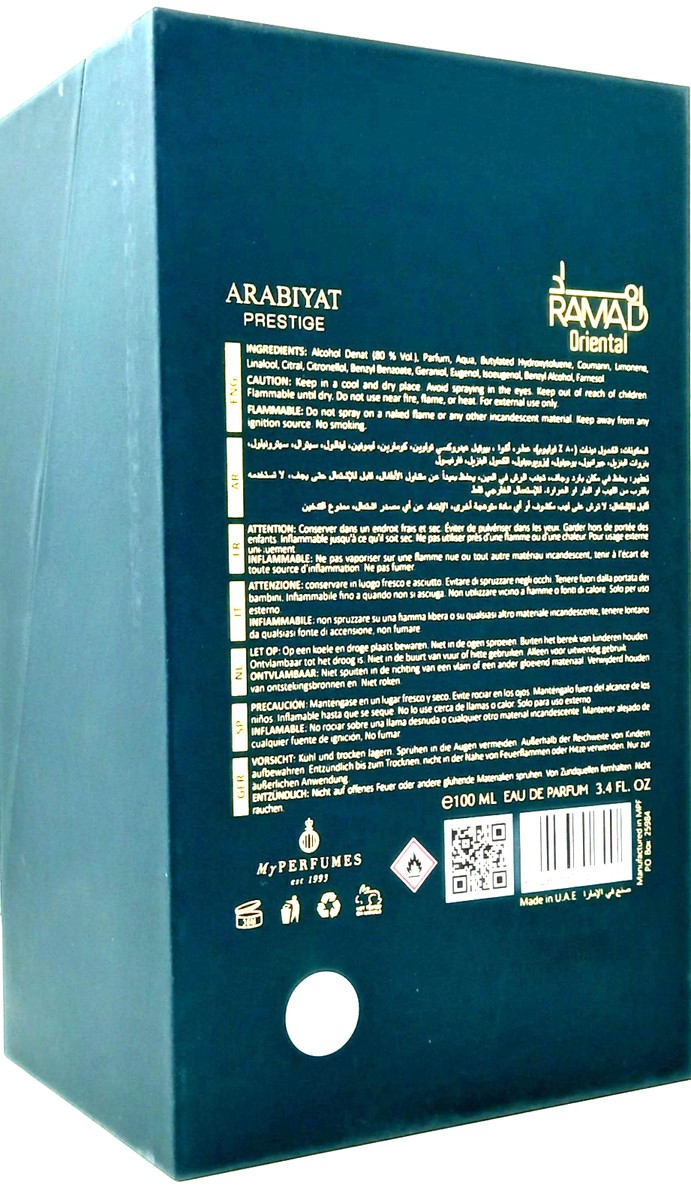 ARABIYAT PRESTIGE RAMAD ORIENTAL EAU DE PARFUM SPRAY UNISEX 3.4 Oz