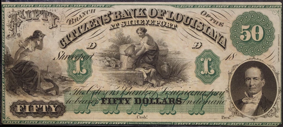 $50 - The Citizens Bank of Louisiana At Shreveport - Unissued - Image 2 of 3