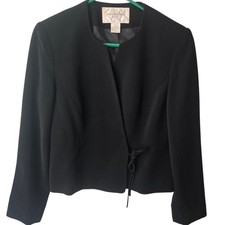 Jones New York Womens 6 Black Wrap Blazer Side Tie Minimalist Quiet Luxury