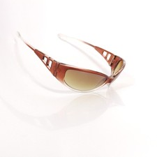 Early 2000s Wraparound Shield Sunglasses Res Frame With Brown Lenses