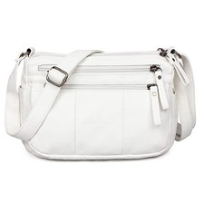 Purses for Women Soft PU Leather Shoulder Bag Ladies Crossbody White1-10.2"