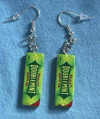 Wrigleys DoubleMint Gum Earrings/Candy/Unique/2D/Cute/Bubble Gum/Brand new