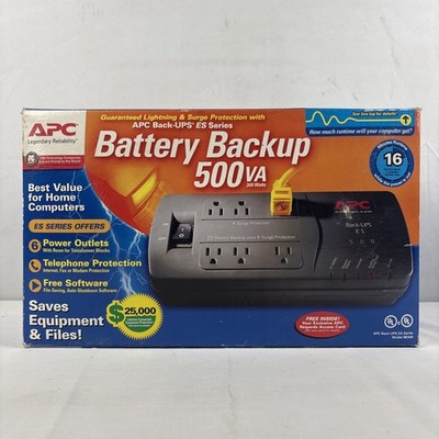 APC Battery Backup 500 VA 300 Watts ES Series BE-500 Brand New Sealed Box 6 Plug