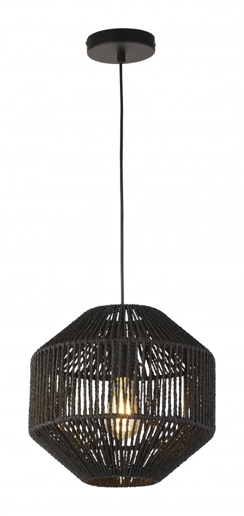 Ceiling Light Black Wicker Matt Searchlight 11203-1BK