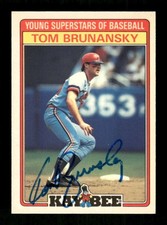 1986 Topps Kay Bee Toys #4 Tom Brunansky signed auto autograph  crisp blue sharp
