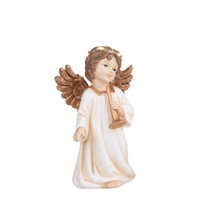 Bianchi Dino Engel Putte Weihnachten Mit Trompete Harz 20,5Cm Creme Gold