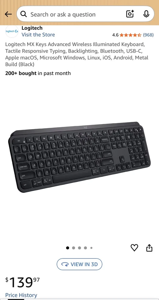 Logitech MX Keys Wireless Membrane Keyboard - New - Image 4 of 4