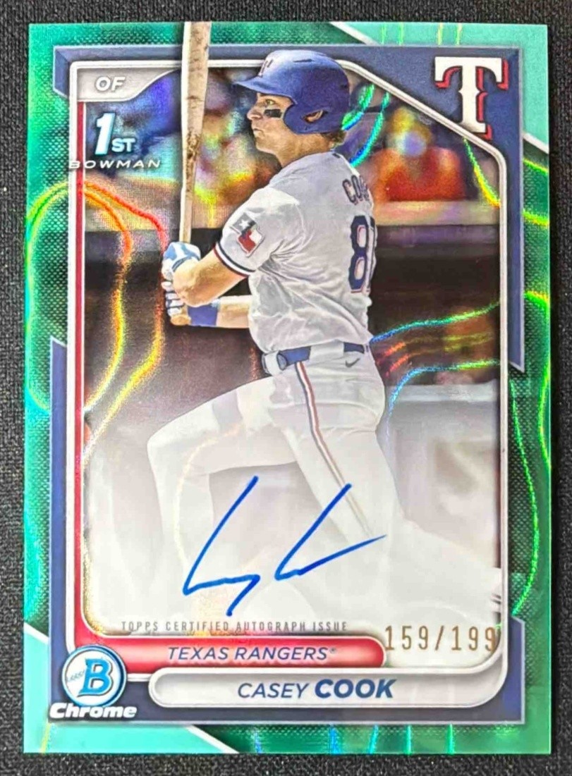 2024 Bowman Draft Casey Cook Chrome Auto Aqua Lava Refractor /199 1st Prospect