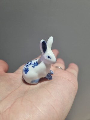 Vintage Delfter Kobaltblau Weiß Hase Kaninchen Keramik Ostern