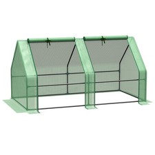 Greenhouse Poly Tunnel Cloche Cold Frame PE Cover Zip Window 180x90x90cm