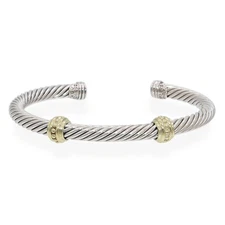 David Yurman 14K Yellow Gold & Sterling Silver Cable Cuff Bracelet