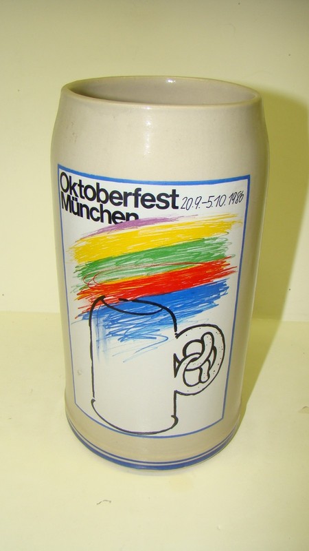 Munich Oktoberfest beer mug 1986 ninth year issue signed 1 liter Germany