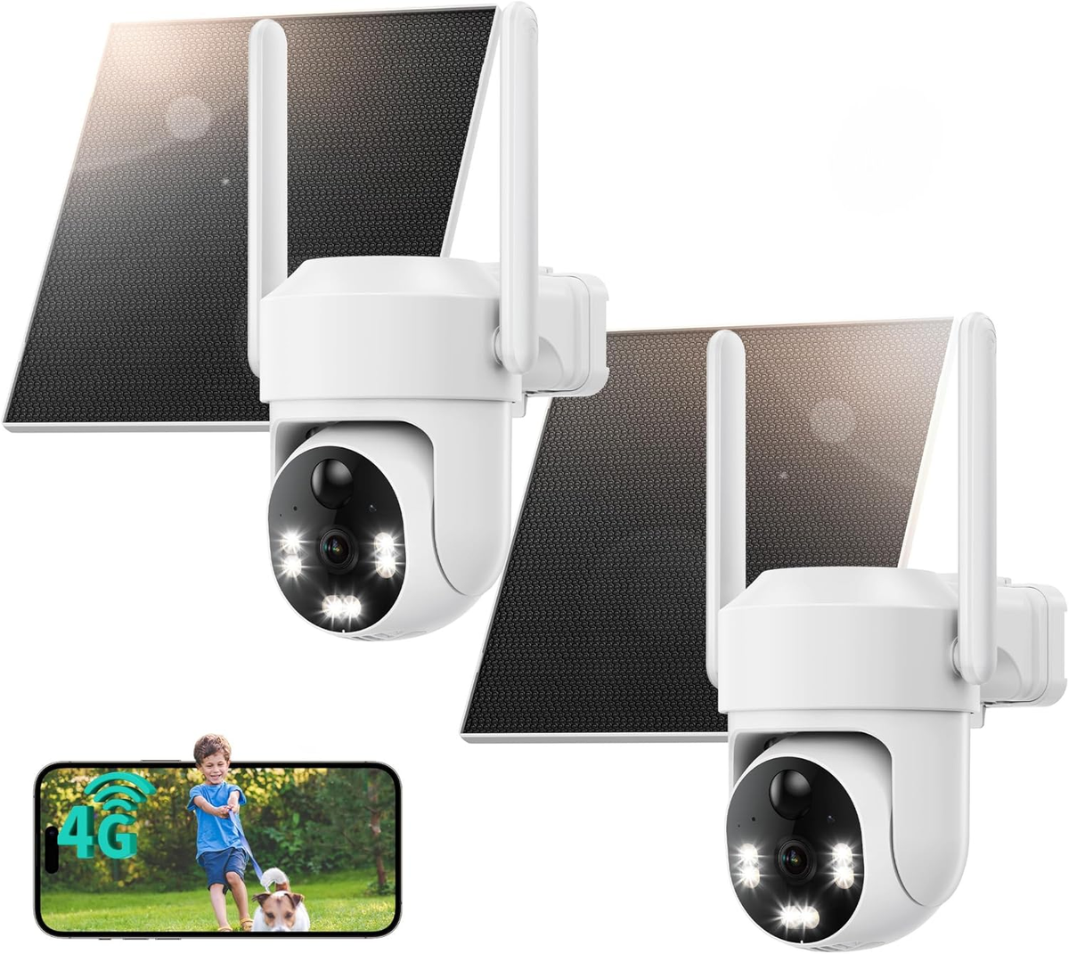 Solar 4G LTE Security Camera, 2K Night Vision, 360° PTZ, 2 Pack | eBay