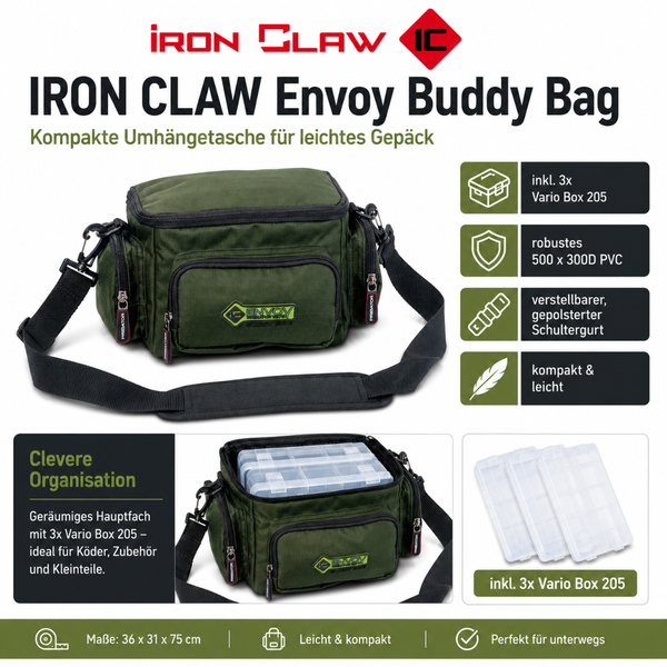 Iron Claw Envoy Buddy Bag Inkl. 3 Boxen KöDertasche Angeltasche Spinnfischen-image