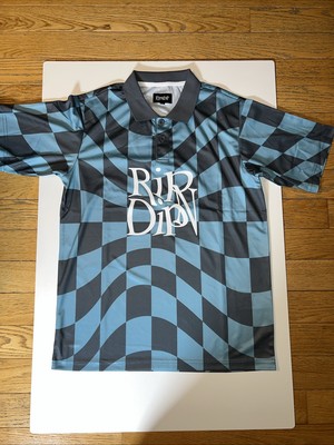 RipNDip Men s Polo Blue Grey Button Up Raised Logo