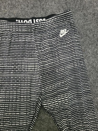 Nike Leggings Womens Medium Black White Striped Athletic Just Do It Yoga Pants - Picture 4 of 10
