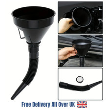 HEAVY DUTY FLEXIBLE FUNNEL WITH FILTER DETACHABLE BLACK PLASTIC SPOUT FUEL OIL