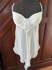 White Cinema Womens Lingerie Babydoll Nightie With Lace Bead Detail Size L