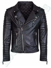 Men's Diamond Quilted Kay Michael Soft Sheep Leather Black Slim Fit Biker Jacket